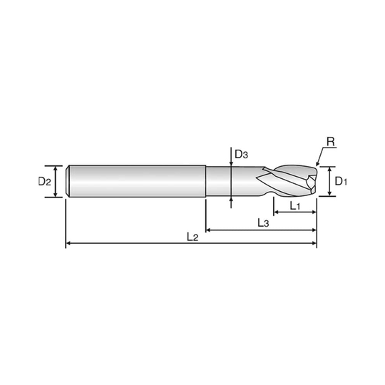 ALU-POWER 2 Flute 30°Helix Corner Radius End Mill (E5909)