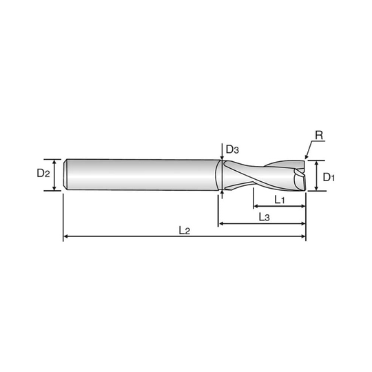 ALU-POWER 2 Flute 25°Helix Corner Radius End Mill (E5930)