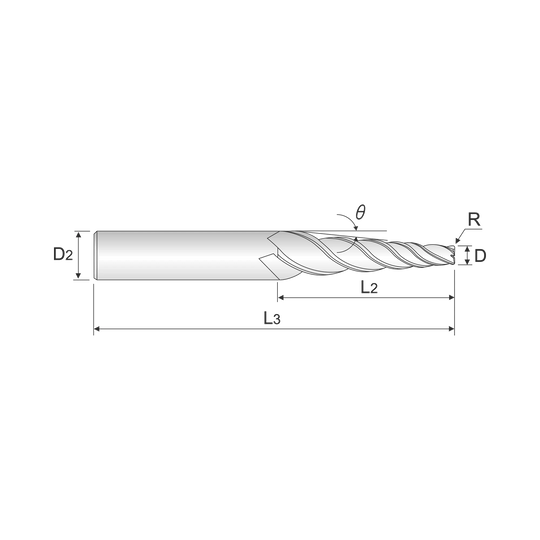 4G MILL 4 Flute 30°Helix Taper Corner Radius End Mill (SEME82)