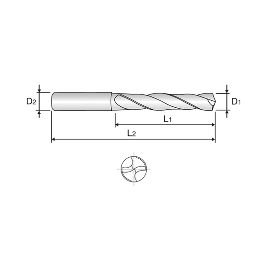 Dream Drill 3xD without Coolant Hole, STUB, Straight Shank Type (DH404)
