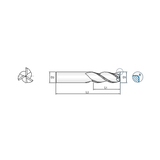 ALU-POWER HPC 3 Flute 37°Helix Corner Radius Chip Breaker with Neck End Mill (E5I86)