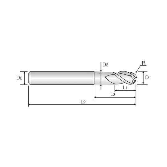 ALU-POWER 3 Flute 40°Helix Ball End Mill (E5908)