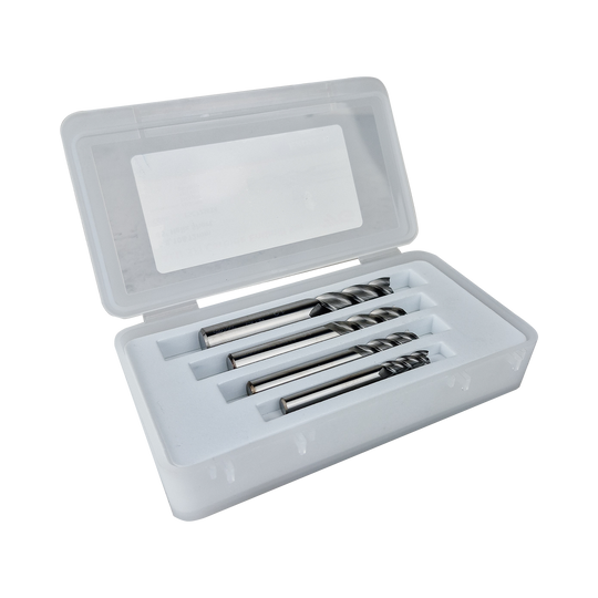 K-2 Carbide 3 Flute 45° Helix Short (E5C72) 4 Piece Set