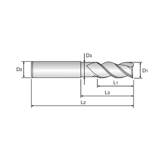 ALU-POWER 3 Flute 45°Helix With Neck End Mill (E5E50)