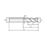 ALU-POWER 3 Flute 45°Helix With Neck End Mill (E5E50)