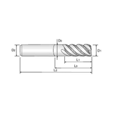 TANK-POWER Multi Flute 45°Helix Short Roughing (Fine) End Mill (E9A26)