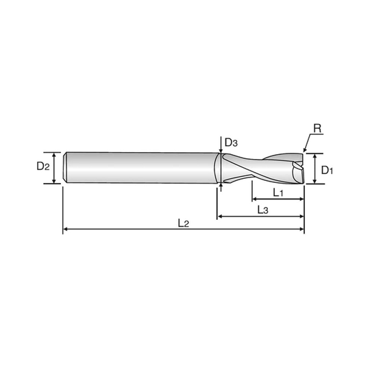 ALU-POWER 2 Flute 25°Helix Corner Radius End Mill (EG930)