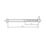D-POWER 3 Flute 40°Helix Long Corner Radius End mill (EIA14)