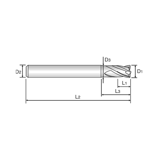 X5070 4 Flute 30°Helix Stub End Mill (G8A02)