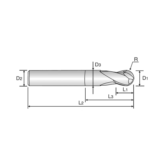 X5070 2 Flute 30°Helix Stub Ball End Mill (G8A38)