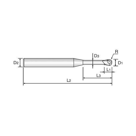 X5070 2 Flute 30°Helix Rib Ball End Mill (G8A46)