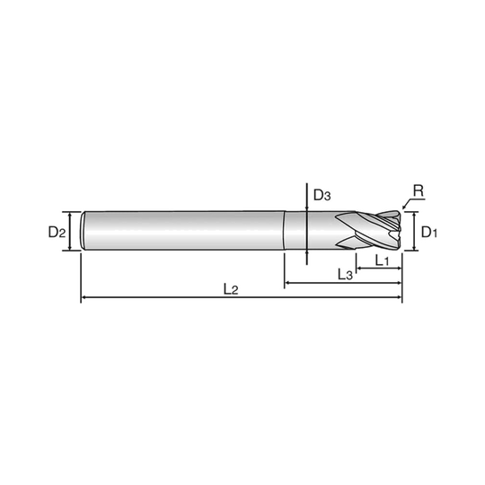 X5070 4 Flute 30°Helix Stub Corner Radius End Mill (G8A47)