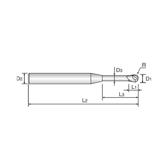 X5070 2 Flute 30°Helix Rib Ball End Mill (G8A54)