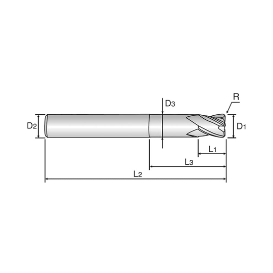 X5070 4 Flute 30°Helix Corner Radius End Mill (G8B08)
