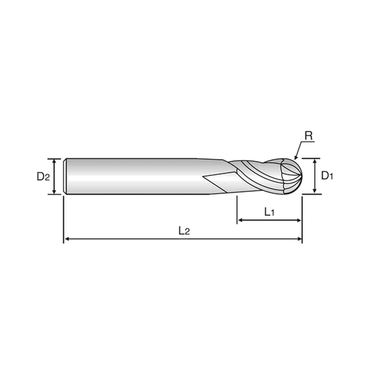 X5070 4 Flute 30°Helix Long Ball End Mill (G8D62)