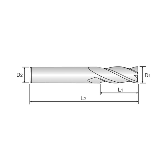 K-2 CARBIDE 4 Flute 30°Helix Short End Mill (G9A69)