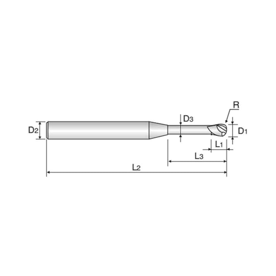 K-2 CARBIDE 2 Flute 30°Helix Rib Ball End mill (G9B81)
