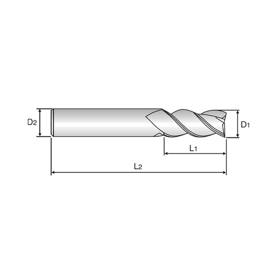 TANK-POWER 3 Flute 30°Helix Short End Mill (GAA30)
