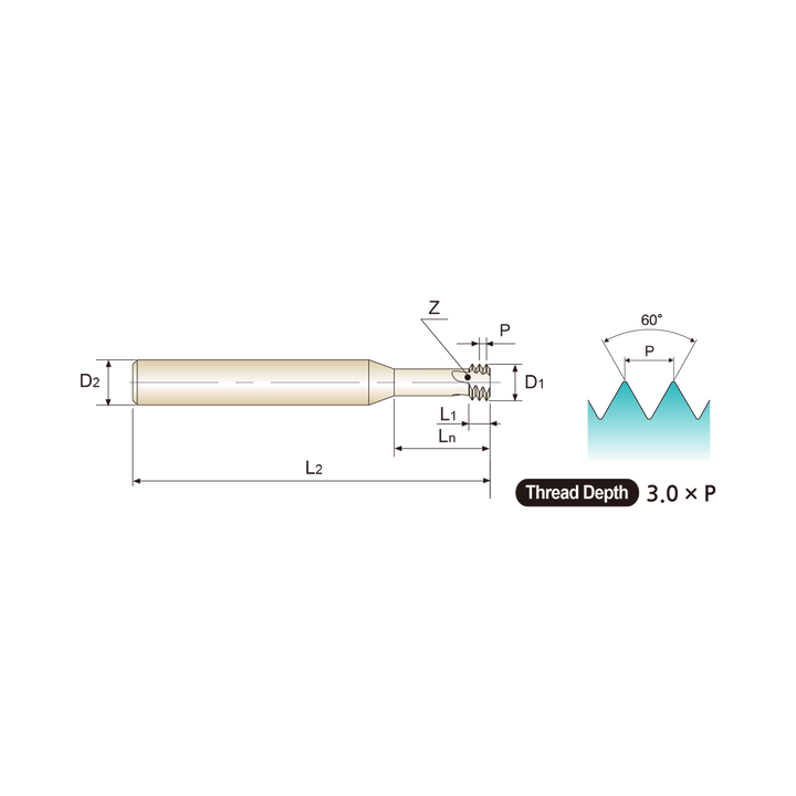 (L12D1) Carbide Miniature Metric Thread Mill