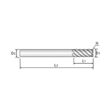 4G MILL 6 Flute 45°Helix Corner Radius End Mill (SEME68)