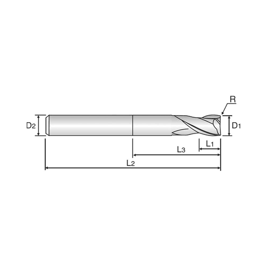 CRX S 2 Flute 30°Helix Long Neck Corner Radius End Mill (SGED29)