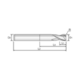 CRX S 2 Flute 30°Helix Long Neck Corner Radius End Mill (SGED29)