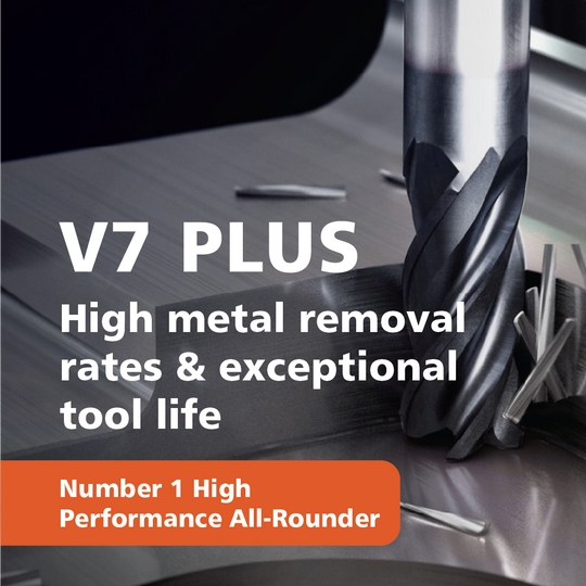 V7 PLUS 4 Flute Multiple Helix Short End Mill Plain Shank (GMF52)