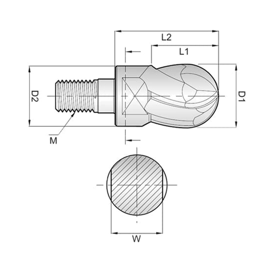 i-SMART 4 Flute 30°Helix Ball Modular End Mill (XSEME60)