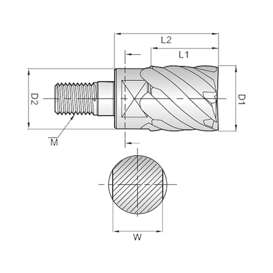 i-SMART 6 Flute 30°Helix Square Modular End Mill (XSEME75)