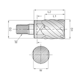 i-SMART 6 Flute 30°Helix Square Modular End Mill (XSEME75)