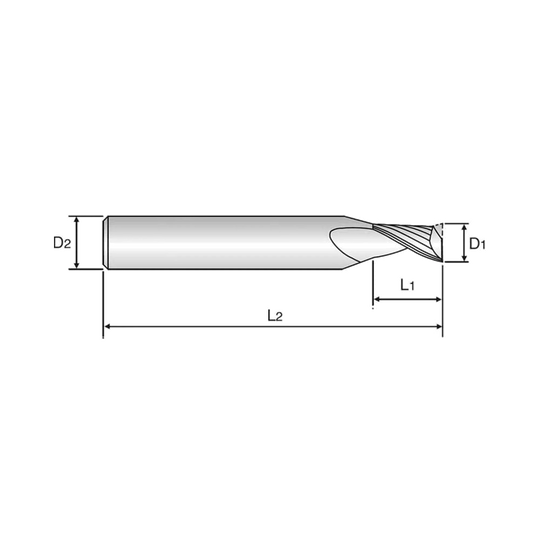(E5E47) Alu-Power Carbide 1Flute End Mill, Plain Shank