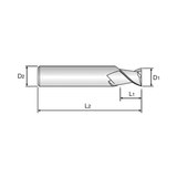 (E5E48) Alu-Power Carbide 2Flute End Mill, Short Length, Plain Shank
