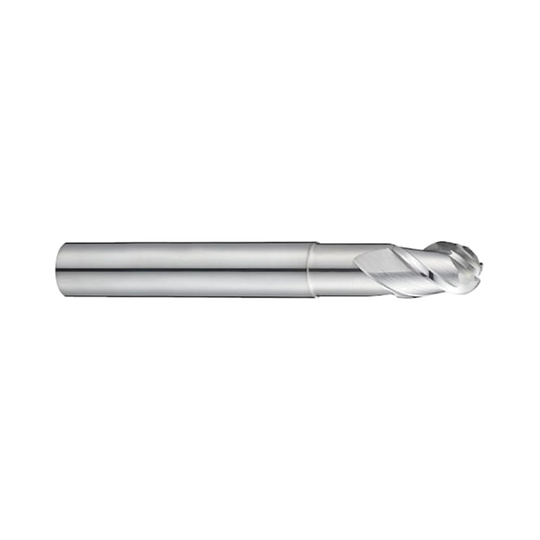 (E5908) Alu-Power Carbide 3Flute Ball Nose End Mill, Plain Shank