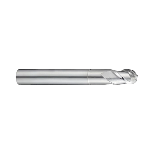 (E5908) Alu-Power Carbide 3Flute Ball Nose End Mill, Plain Shank