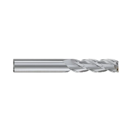 (E5H25) Alu-Power HPC Carbide, 3Flute Corner Radius End Mill Extended Neck/Long Length, Plain Shank