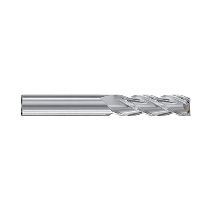 (E5H25) Alu-Power HPC Carbide, 3Flute Corner Radius End Mill Extended Neck/Long Length, Plain Shank