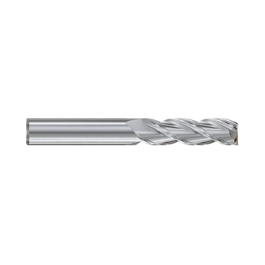 (E5H25) Alu-Power HPC Carbide, 3Flute Corner Radius End Mill Extended Neck/Long Length, Plain Shank