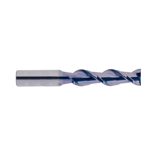 (EG522) Alu-Power Carbide 2Flute End Mill, Long Length, Plain Shank (TiCN Coated)