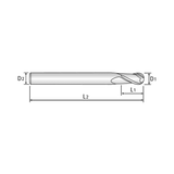 (GM813) X-Power Pro Carbide 2Flute Ball Nose End Mill, Long Length