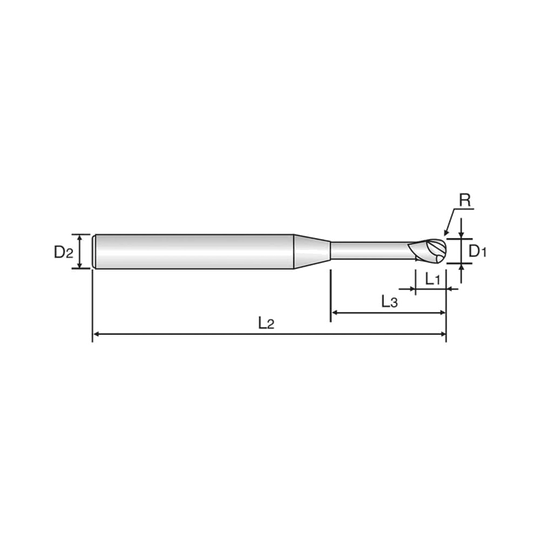 (SGED27) CRX S, 2Flute Ball Nose Rip Processing End Mill for Copper (Diamond Coated)