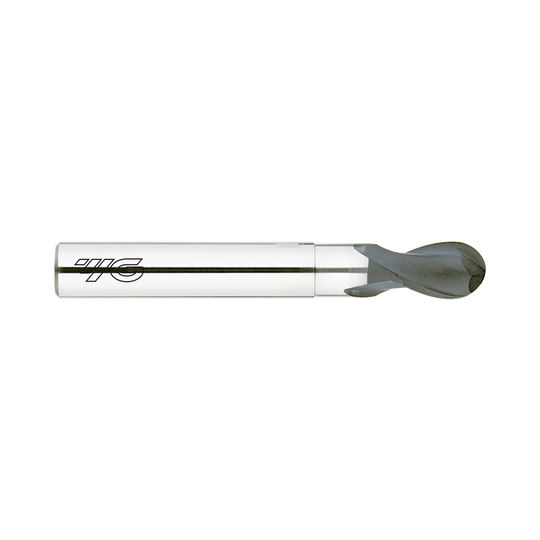 (EI880) D-Power Carbide 2Flute Ball Nose End Mill, Short Length Neck for Graphite (Diamond Coated)