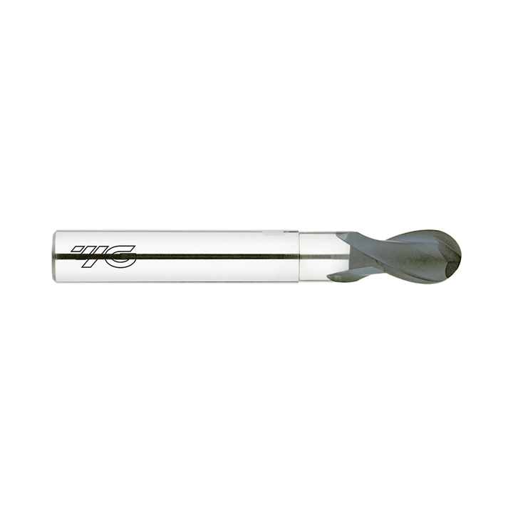 (EI880) D-Power Carbide 2Flute Ball Nose End Mill, Short Length Neck for Graphite (Diamond Coated)