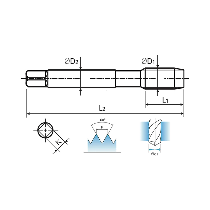 DIN371/DIN376 Straight Flute TiCN (T0997-TIC)