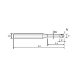 (G8A46) X5070, 2Flute Ball Nose Rib Processing End Mill, for (HRc45 to HRc70)