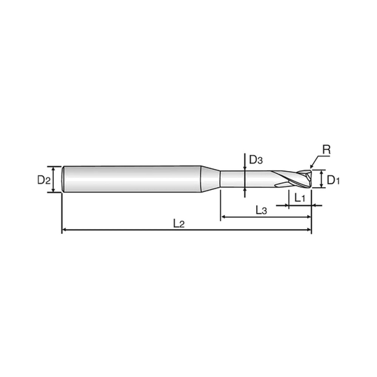 (G8A60) X5070, 2Flute Corner Radius Rib Processing End Mill, for (HRc45 to HRc70)