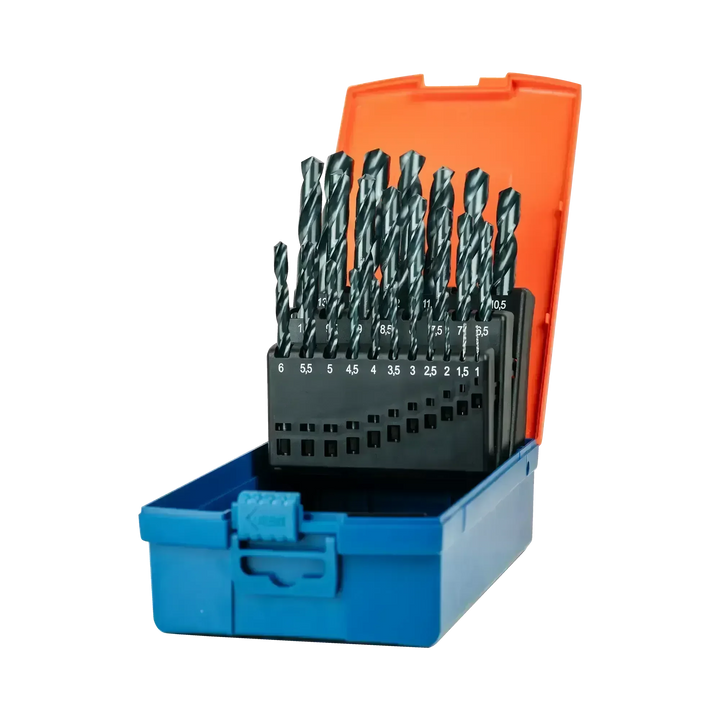 HSS(M2) Split Point Black Finished Drill Set 1~13MM  0.5 STEP 25PCS. (D1135)