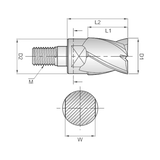 (XSEME36) i-Smart 4G Mill, Modular Head, 4Flute Multiple Helix End Mill