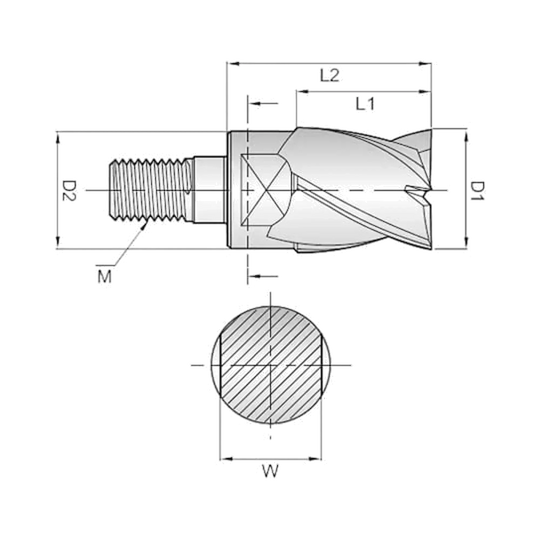 (XSEME36) i-Smart 4G Mill, Modular Head, 4Flute Multiple Helix End Mill