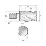 (XSEME36) i-Smart 4G Mill, Modular Head, 4Flute Multiple Helix End Mill