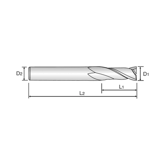 (EH911) Jet-Power Carbide 2Flute End Mill, Short Length for Stainless/Titanium, Plain Shank